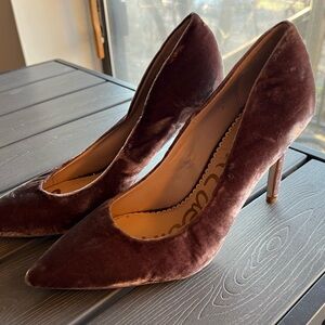 Sam Edelman Velvet Pointed-Toe Pumps in Mauve